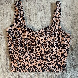 SHEIN Black and Tan Cheetah Crop Top